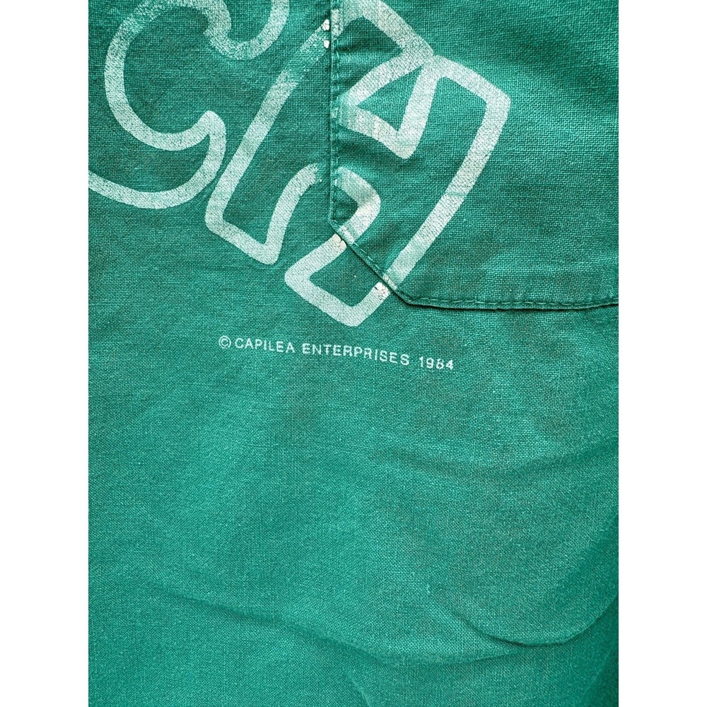 Vintage Angelica Scrub Top Shirt Mens X-Large Green Coach Graphic Made USA 80s - Picture 3 of 7
